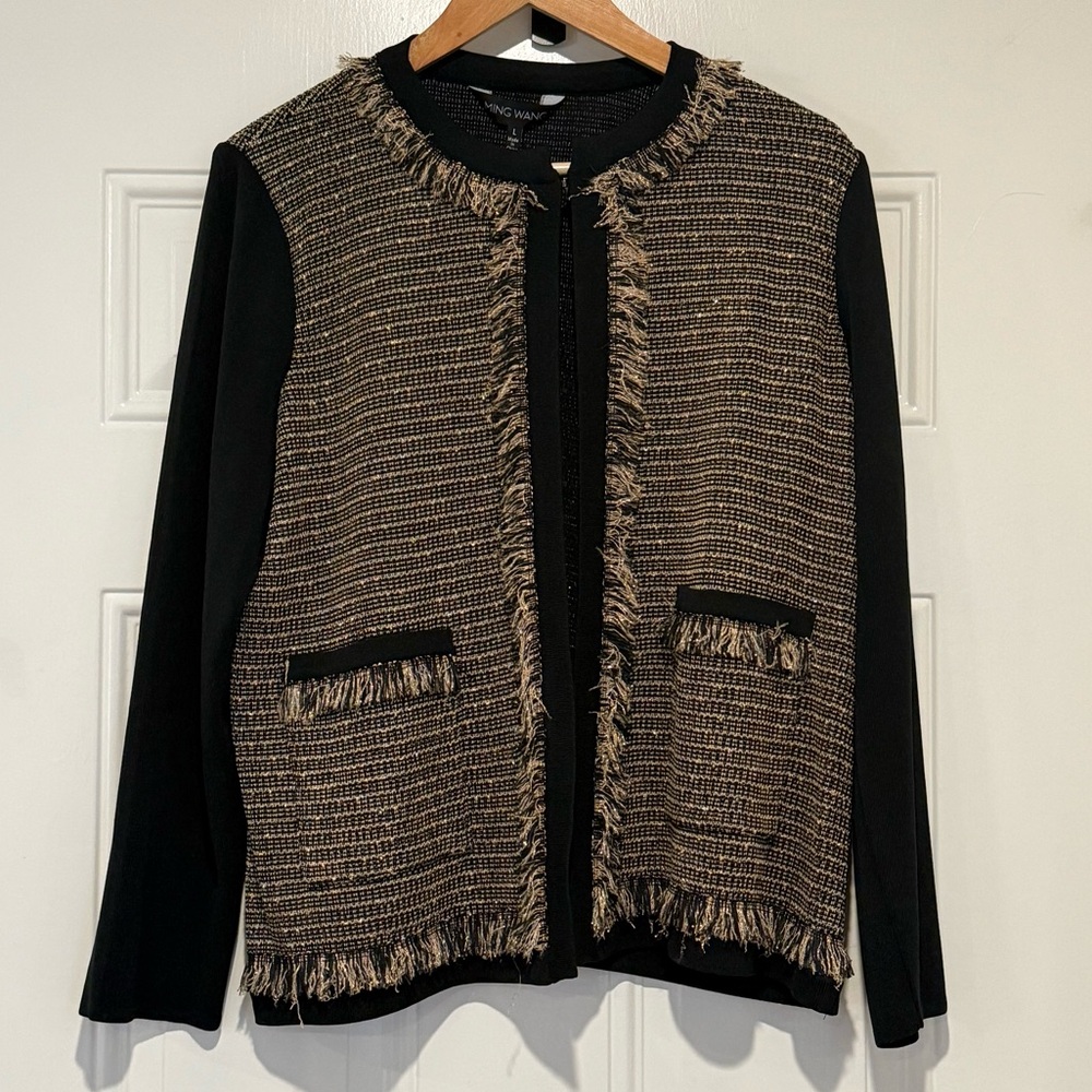 Chic Black and Gold Tweed Blazer/ Jacket